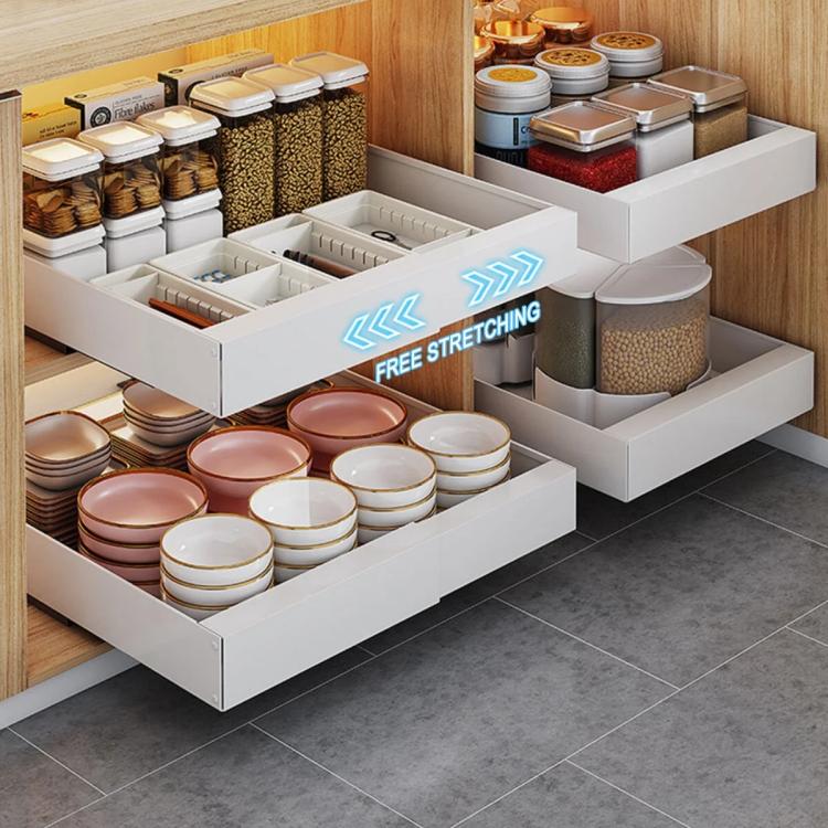 Extensible (30-46cm) Pull-out Cabinet Organizer Storage Rack Slide-out Drawer 43cm Black by bashfashion