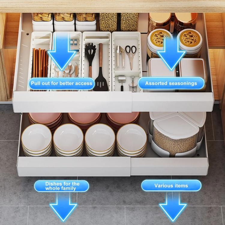 Extensible (30-46cm) Pull-out Cabinet Organizer Storage Rack Slide-out Drawer 53cm White by bashfashion
