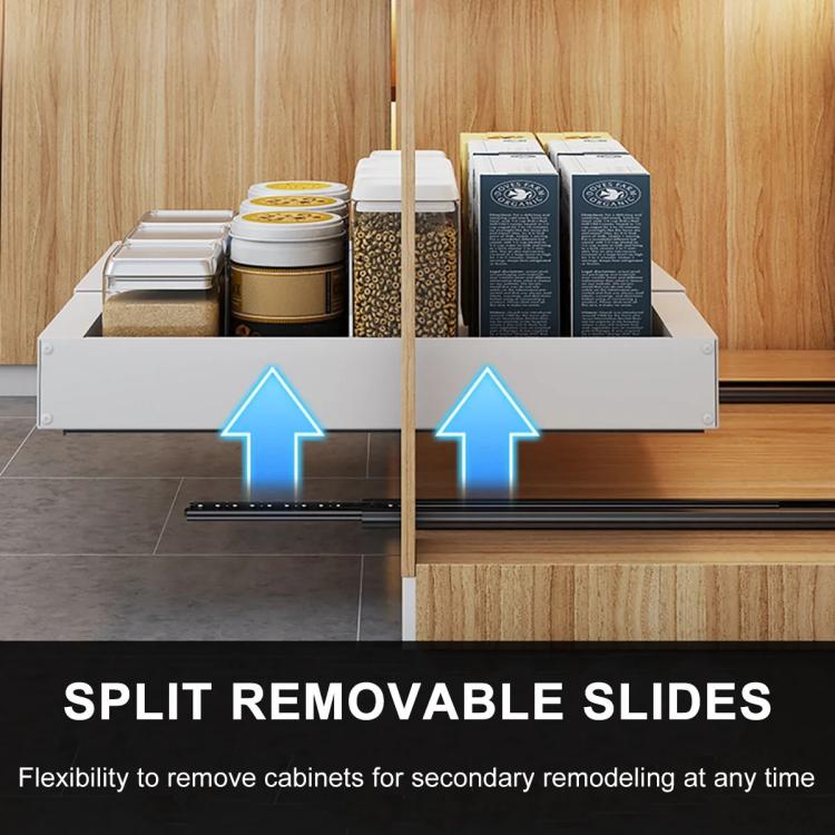 Extensible (30-46cm) Pull-out Cabinet Organizer Storage Rack Slide-out Drawer 53cm White by bashfashion