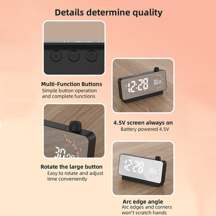 Multi-Functional LED Screen Mirror Charging Alarm Clock Reminder Visual Timer(White) by bashfashion