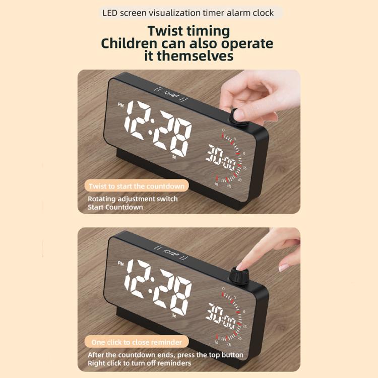 Multi-Functional LED Screen Mirror Charging Alarm Clock Reminder Visual Timer(White) by bashfashion