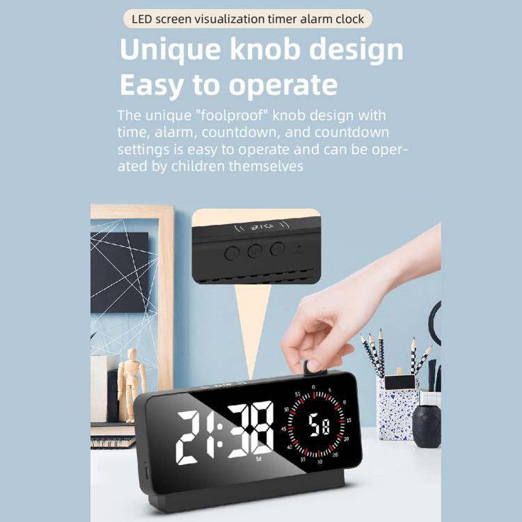 Multi-Functional LED Screen Mirror Charging Alarm Clock Reminder Visual Timer(White) by bashfashion