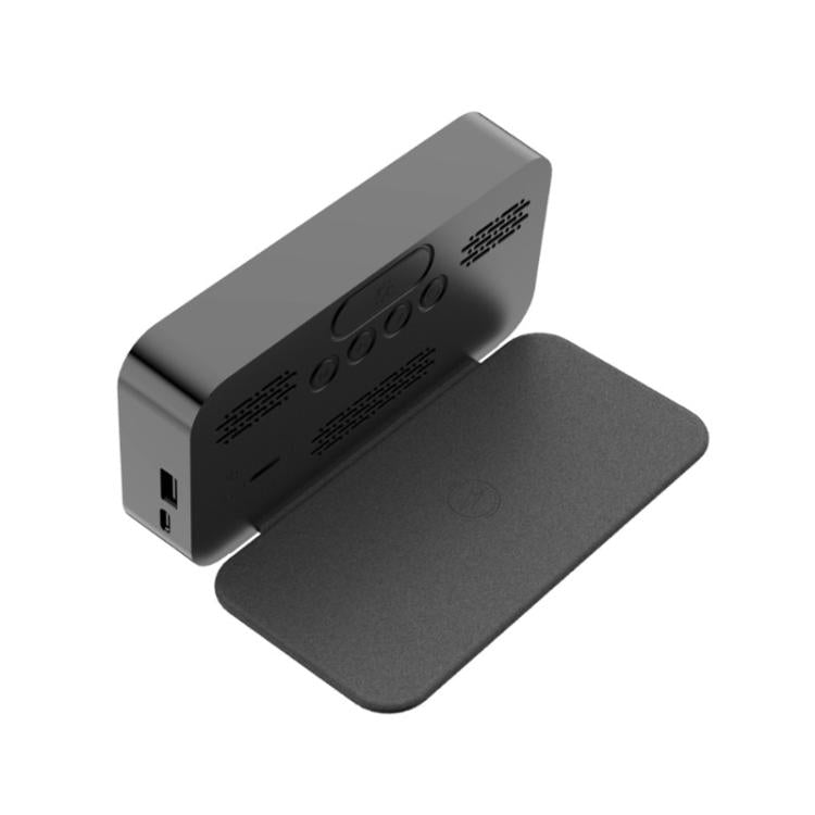 S281A LED Atmosphere Light Calendar / Temperature Display Clock With Wireless Charging Function(Black) by bashfashion