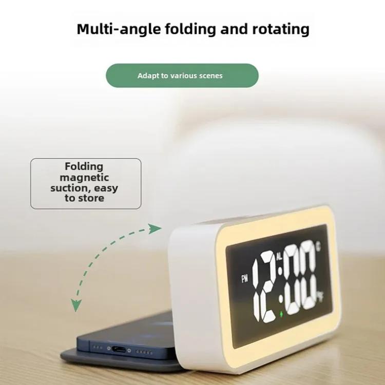 S281A LED Atmosphere Light Calendar / Temperature Display Clock With Wireless Charging Function(Black) by bashfashion