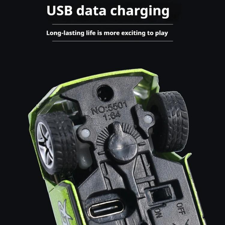1:64 Mini Alloy 2.4Ghz Remote Control Car Children Rechargeable Model Car, Color: AO-5501E Green by bashfashion