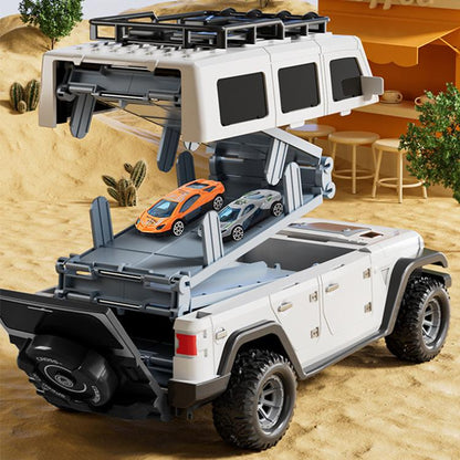 Folding Catapult Car Transformable Track Car Children Simulated Container Storage Car(Red) by bashfashion