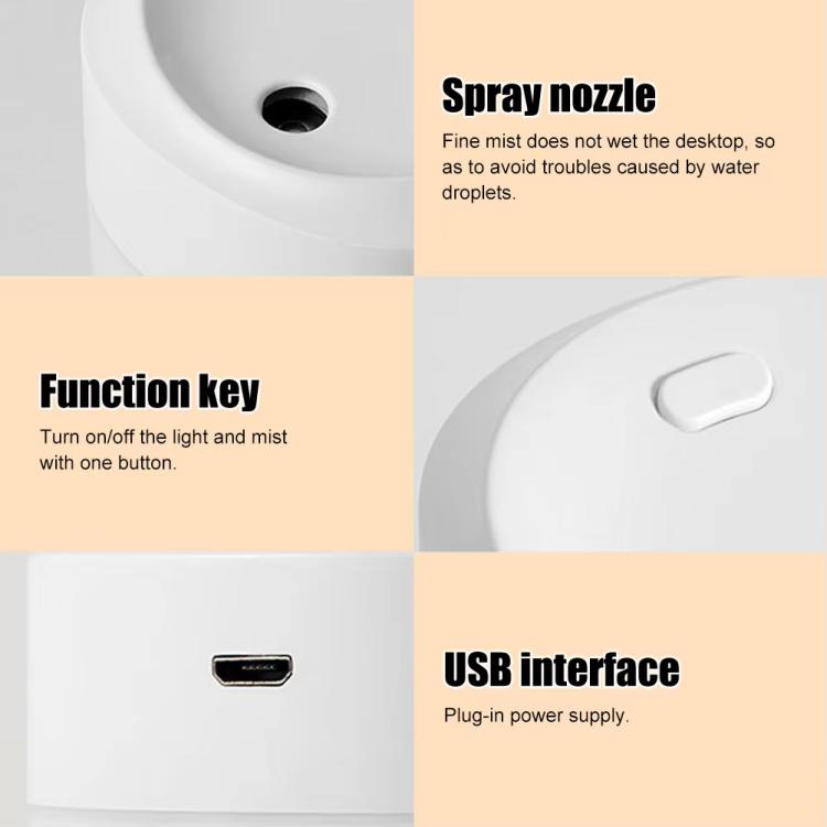 200ml Dazzling Mini USB Humidifier Desktop Car Home Air Humidifier(White) by bashfashion