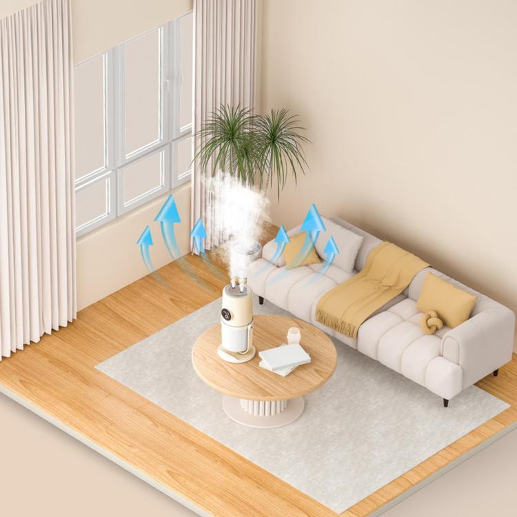 Desktop Dual Port Humidifier Portable Mini Air Purifier With Nightlight, Color: White by bashfashion