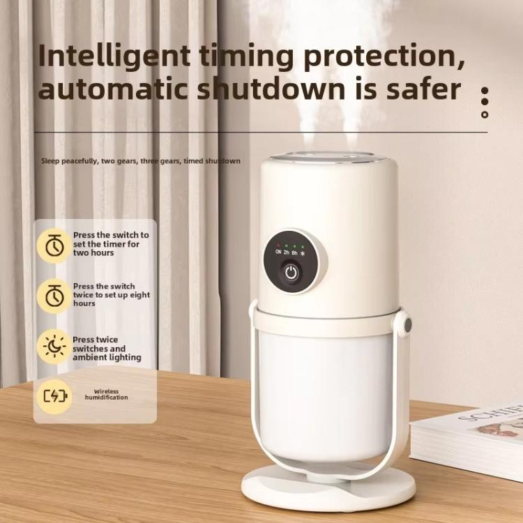 Desktop Dual Port Humidifier Portable Mini Air Purifier With Nightlight, Color: White+Base by bashfashion