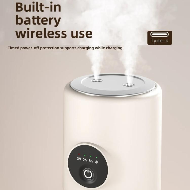 Desktop Dual Port Humidifier Portable Mini Air Purifier With Nightlight, Color: White+Base by bashfashion