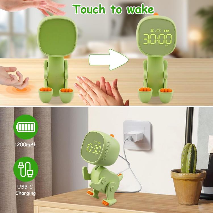 Cartoon Variety Dinosaur USB Charging LED Screen Timer Night Light Electronic Alarm Clock(Pink) by bashfashion