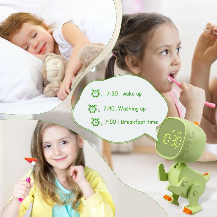 Cartoon Variety Dinosaur USB Charging LED Screen Timer Night Light Electronic Alarm Clock(Pink) by bashfashion