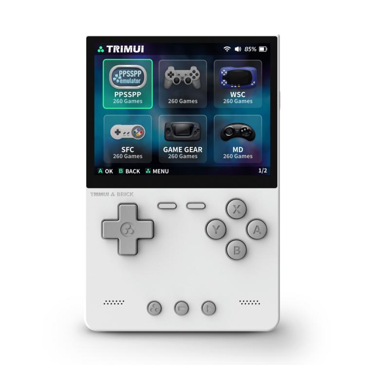 TRIMUI BRICK Open Source Pocket Console Portable Wireless Bluetooth HD Retro Arcade, Size: 64G(White) by TRIMUI