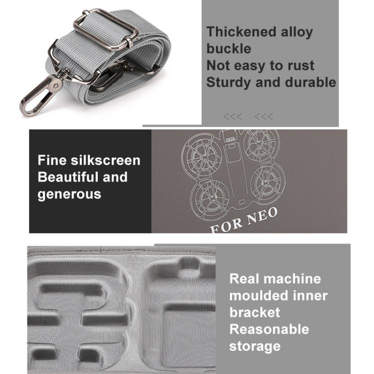 For DJI Neo BKANO NE-010 PU Storage Bag Hard Case Shoulder Bag(Gray) by BKANO