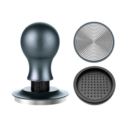 Coffee Constant Pressure Powder Press Adjustable Impact Hammer, Style: Silver Blue Thread+Round Base(58mm) by bashfashion