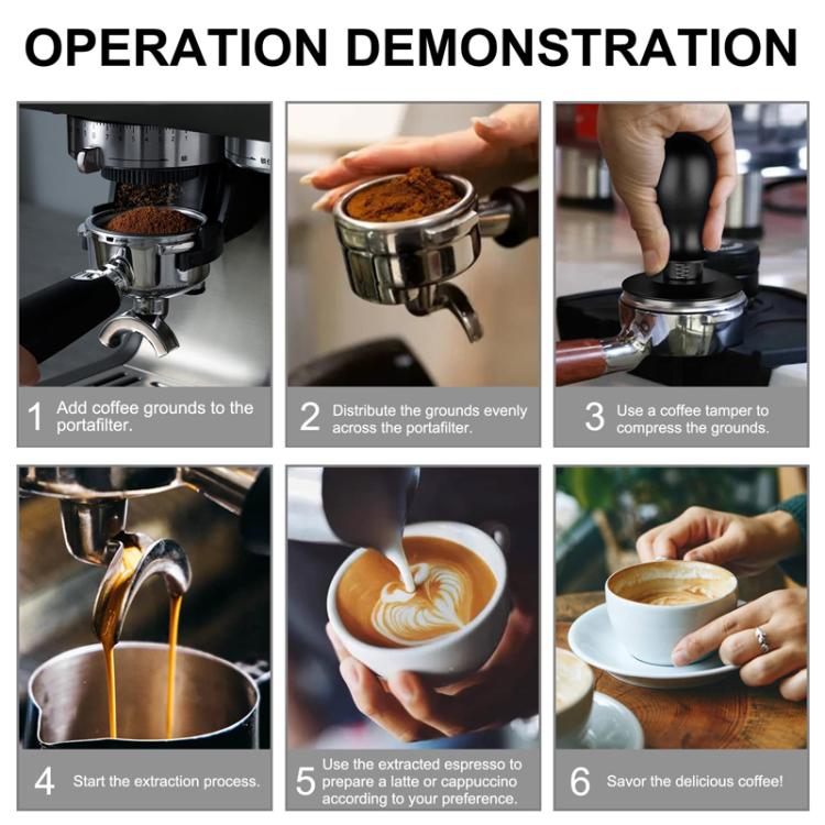 Coffee Constant Pressure Powder Press Adjustable Impact Hammer, Style: Silver Blue Flat Bottom(58mm) by bashfashion