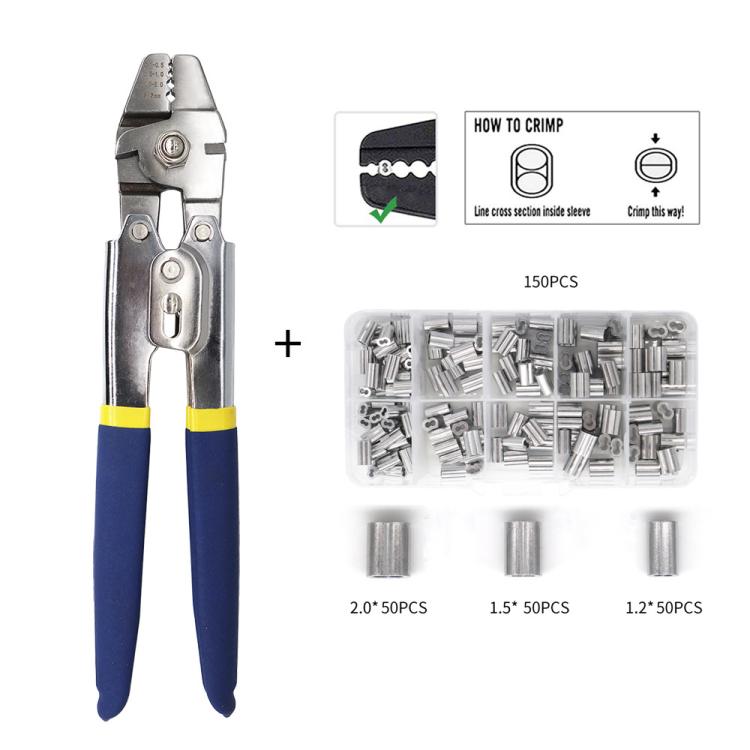 Outdoor Sea Fishing Pliers High-precision Wire Rope Crimping Pliers, Model: SJ-255 + 150pcs by bashfashion
