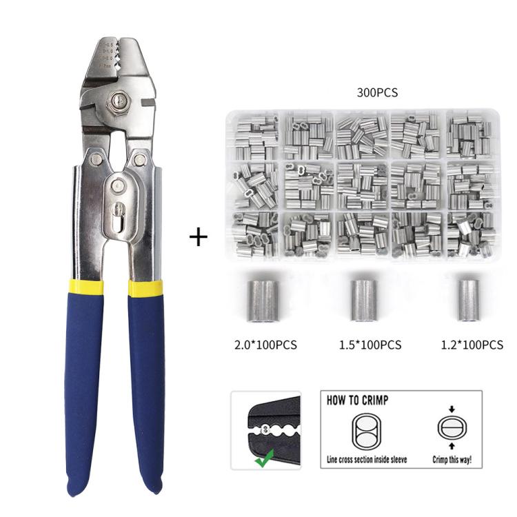 Outdoor Sea Fishing Pliers High-precision Wire Rope Crimping Pliers, Model: SJ-255 +300pcs by bashfashion