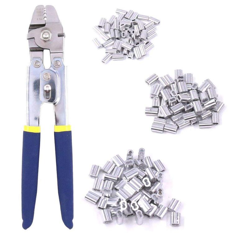 Outdoor Sea Fishing Pliers High-precision Wire Rope Crimping Pliers, Model: SJ-255 +300pcs by bashfashion