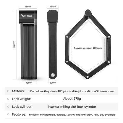 WEST BIKING Bicycle Folding Lock Anti-theft Equipment For Cycling(Black) by WEST BIKING