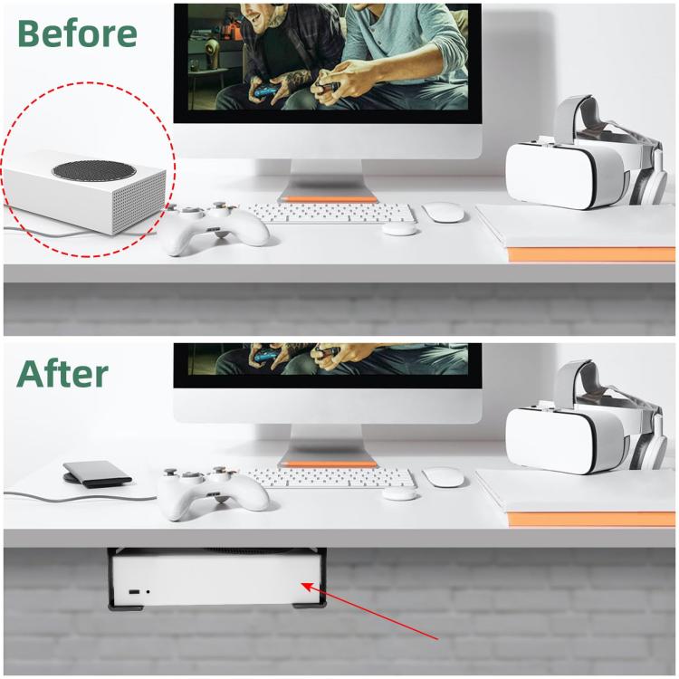 For Xbox One S / X, Xbox 360 Under Desk Storage Stand Rack(Black) by bashfashion