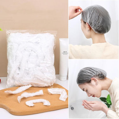 150pcs /Pack Disposable Shower Caps Waterproof Clear Hair Cap 23.5cm by bashfashion