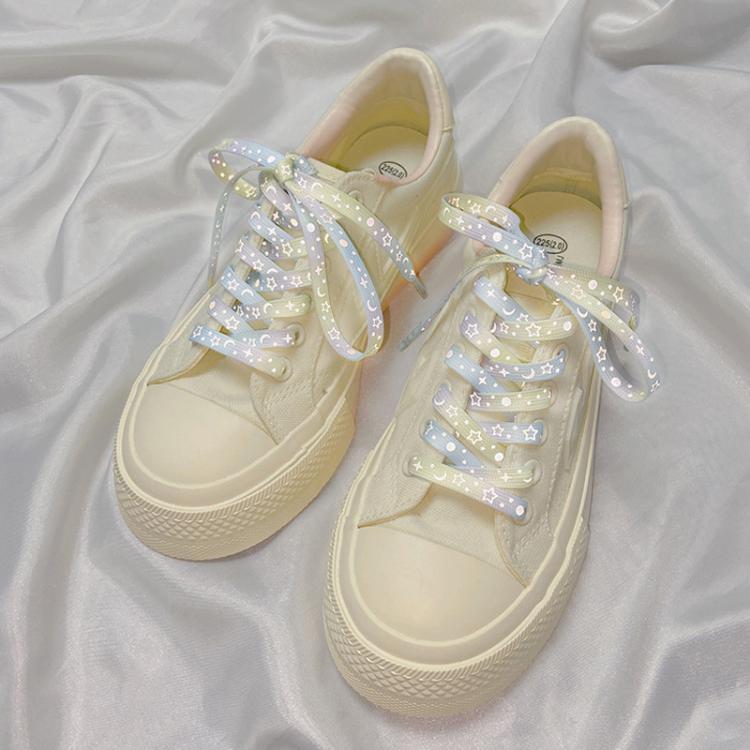 Reflective Stars Galaxy Shoelaces Glowing Rope Men Women Canvas Shoes Basketball Sneakers Accessories, Length: 140cm(Apricot) by bashfashion