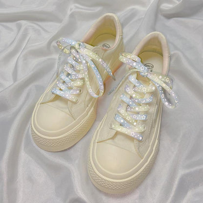 Reflective Stars Galaxy Shoelaces Glowing Rope Men Women Canvas Shoes Basketball Sneakers Accessories, Length: 140cm(Apricot) by bashfashion