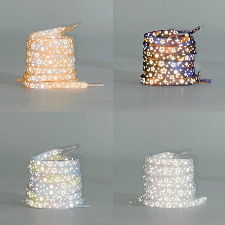 Reflective Stars Galaxy Shoelaces Glowing Rope Men Women Canvas Shoes Basketball Sneakers Accessories, Length: 140cm(Apricot) by bashfashion