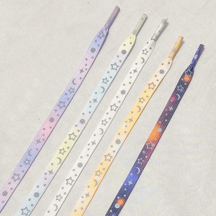 Reflective Stars Galaxy Shoelaces Glowing Rope Men Women Canvas Shoes Basketball Sneakers Accessories, Length: 140cm(Apricot) by bashfashion