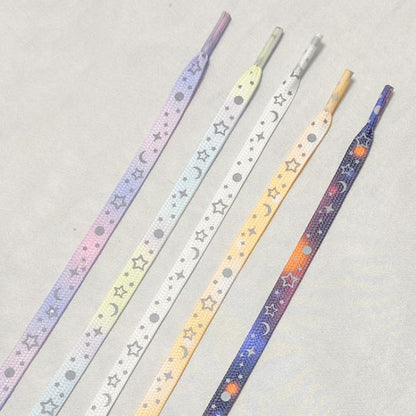 Reflective Stars Galaxy Shoelaces Glowing Rope Men Women Canvas Shoes Basketball Sneakers Accessories, Length: 140cm(Apricot) by bashfashion