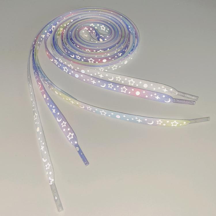 Reflective Stars Galaxy Shoelaces Glowing Rope Men Women Canvas Shoes Basketball Sneakers Accessories, Length: 140cm(Apricot) by bashfashion