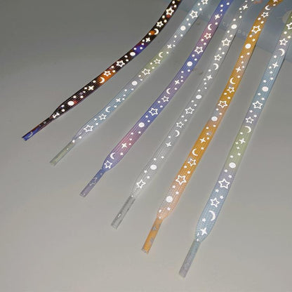 Reflective Stars Galaxy Shoelaces Glowing Rope Men Women Canvas Shoes Basketball Sneakers Accessories, Length: 140cm(Apricot) by bashfashion