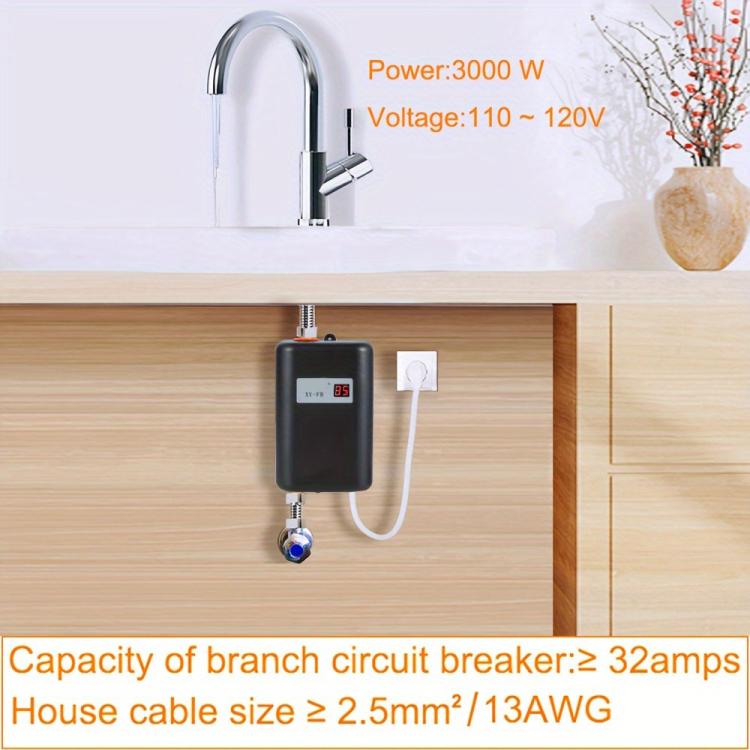 3000W Small Tankless Electric Water Heater For Kitchen Bathroom AU Plug(Gold) by bashfashion