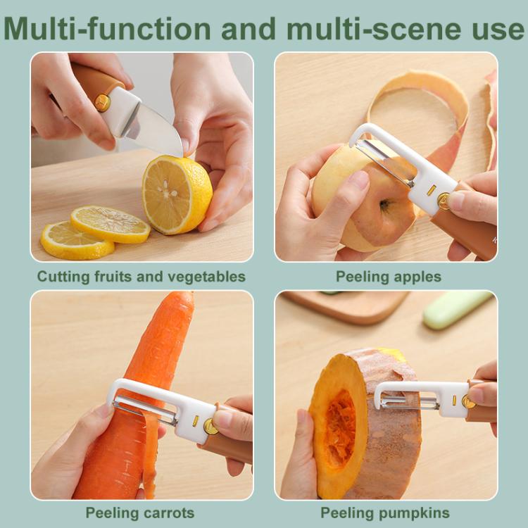 2-in-1 Household Double-headed Multifunctional Portable Fruit Knife Peeler(Orange) by bashfashion