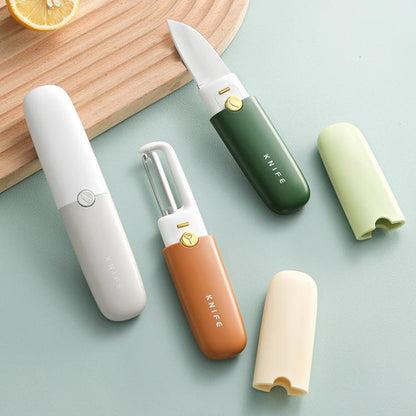 2-in-1 Household Double-headed Multifunctional Portable Fruit Knife Peeler(Gray) by bashfashion