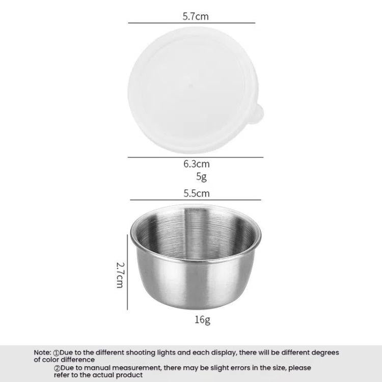 40ml 304 Stainless Steel Sauce Cup With Plastic Lid Sealed Leak-Proof Dipping Dish Seasoning Dish by bashfashion