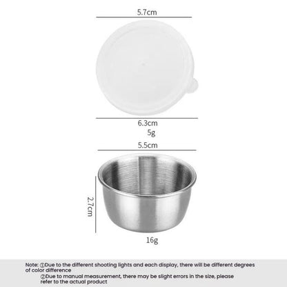 40ml 304 Stainless Steel Sauce Cup With Plastic Lid Sealed Leak-Proof Dipping Dish Seasoning Dish by bashfashion