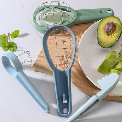 Multifunctional 3 In 1 Avocado Slicer Kitchen Household Fruit Cutter(Blue) by bashfashion