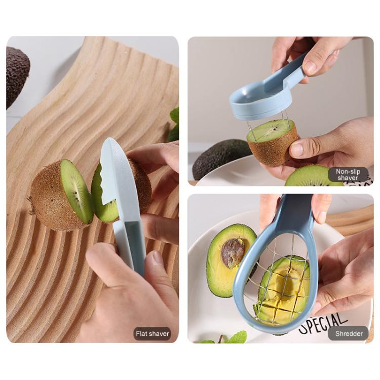 Multifunctional 3 In 1 Avocado Slicer Kitchen Household Fruit Cutter(Green) by bashfashion