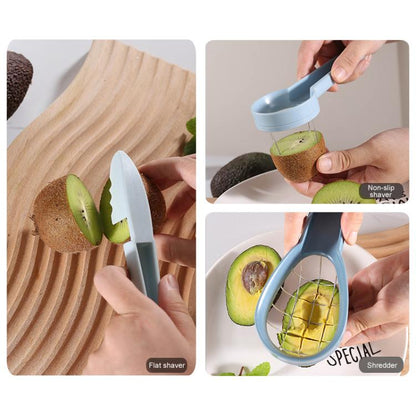 Multifunctional 3 In 1 Avocado Slicer Kitchen Household Fruit Cutter(Green) by bashfashion