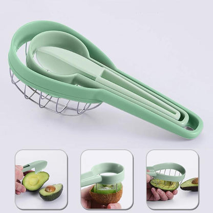 Multifunctional 3 In 1 Avocado Slicer Kitchen Household Fruit Cutter(Green) by bashfashion