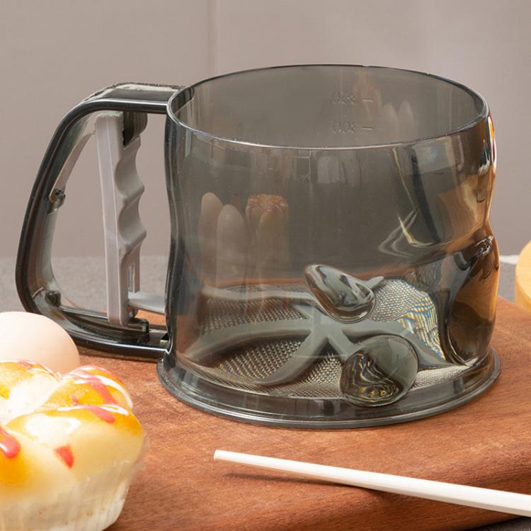 Kitchen Handheld Semi-Automatic Flour Sifter Baking Assistant Powder Sieving Tool(Tea Gray) by bashfashion