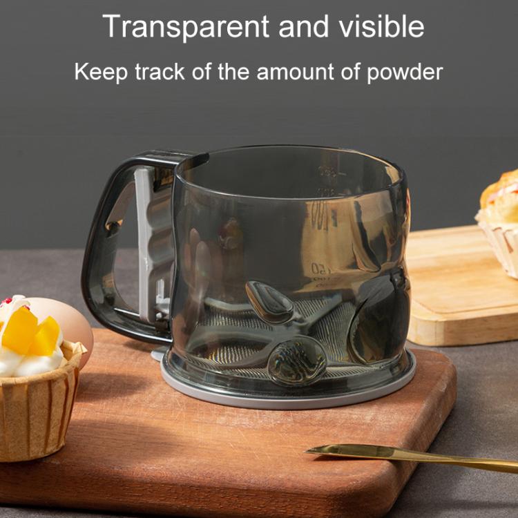Kitchen Handheld Semi-Automatic Flour Sifter Baking Assistant Powder Sieving Tool(Tea Gray) by bashfashion