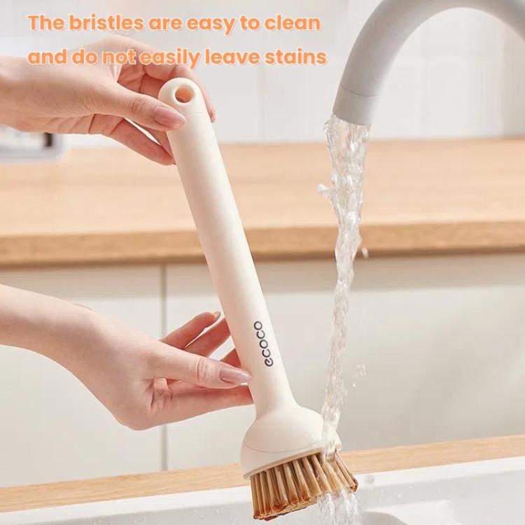 2pcs /Set ecoco Pot Washing Brush Short Handle Squeezeable + Long Handle Rotatable Household Dishwashing Brush(Simple White) by ecoco