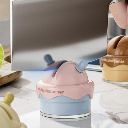 Suction Cup Knife Sharpener Home Kitchen Sharpening Knife Scissors Tool Quick Sharpener(Cream White) by bashfashion