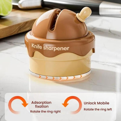 Suction Cup Knife Sharpener Home Kitchen Sharpening Knife Scissors Tool Quick Sharpener(Cream White) by bashfashion