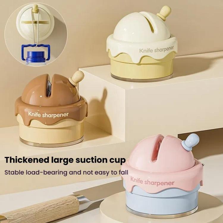 Suction Cup Knife Sharpener Home Kitchen Sharpening Knife Scissors Tool Quick Sharpener(Cream White) by bashfashion