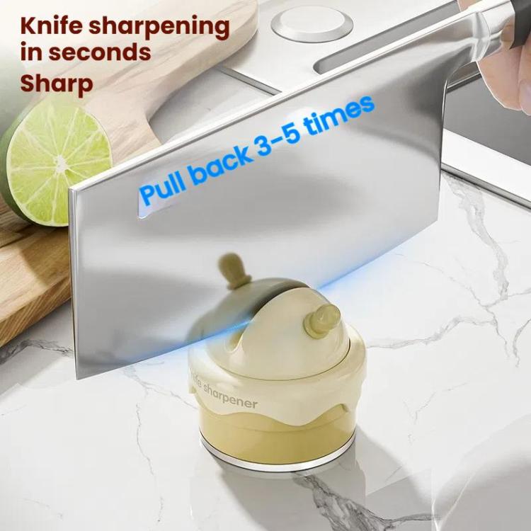 Suction Cup Knife Sharpener Home Kitchen Sharpening Knife Scissors Tool Quick Sharpener(Cream White) by bashfashion