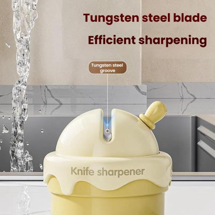 Suction Cup Knife Sharpener Home Kitchen Sharpening Knife Scissors Tool Quick Sharpener(Cream White) by bashfashion